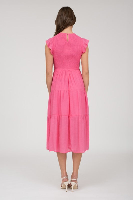 Pink Smocked Midi