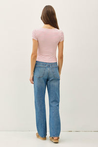 Red Stripe Cap Sleeve
