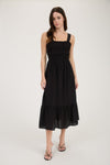 Black Smocked Midi