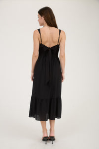 Black Smocked Midi
