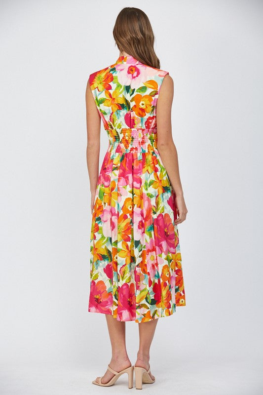 Summer Floral Zip Up Dress