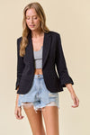 Black Ruffle Sleeve Blazer