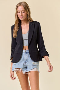 Black Ruffle Sleeve Blazer