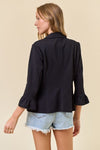 Black Ruffle Sleeve Blazer