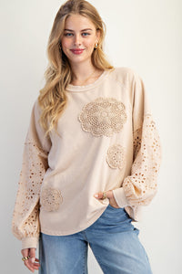 Ecru Eyelet Lace Pullover