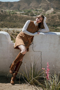 Camel Suede Shift Dress