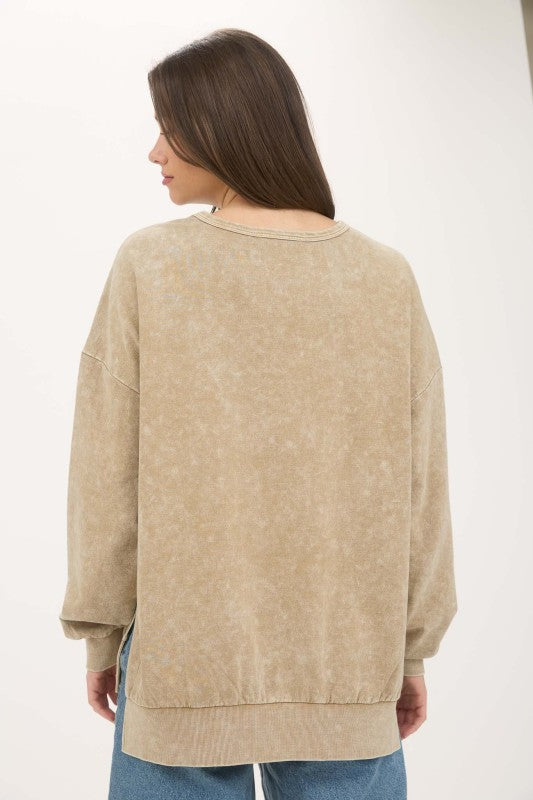 Mocha Washed Pullover