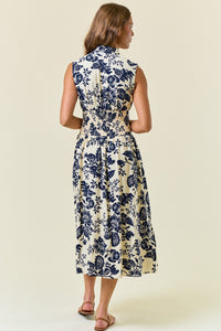 Navy Paisley Zip Midi