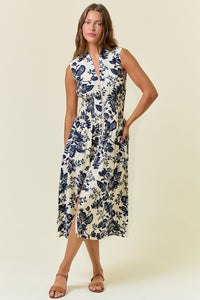 Navy Paisley Zip Midi