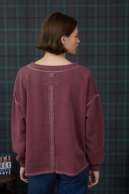 Burgundy V-Neck Knit