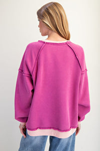 Raspberry Colorblock Pullover