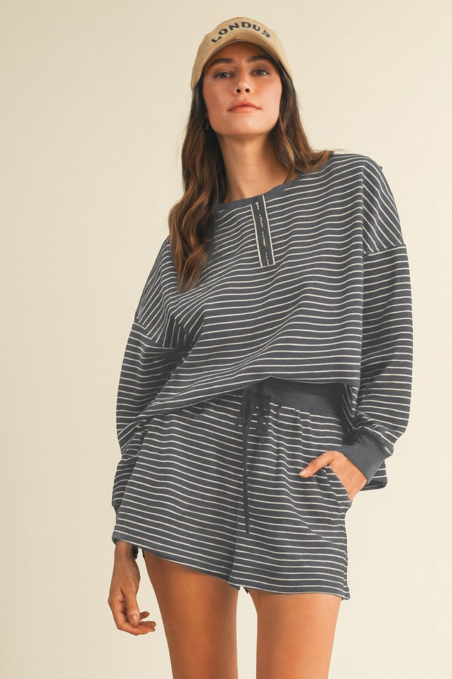 Charcoal Soft Pinstripe Set