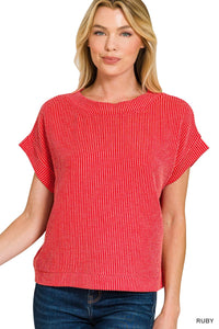 Ribbed Boat Neck