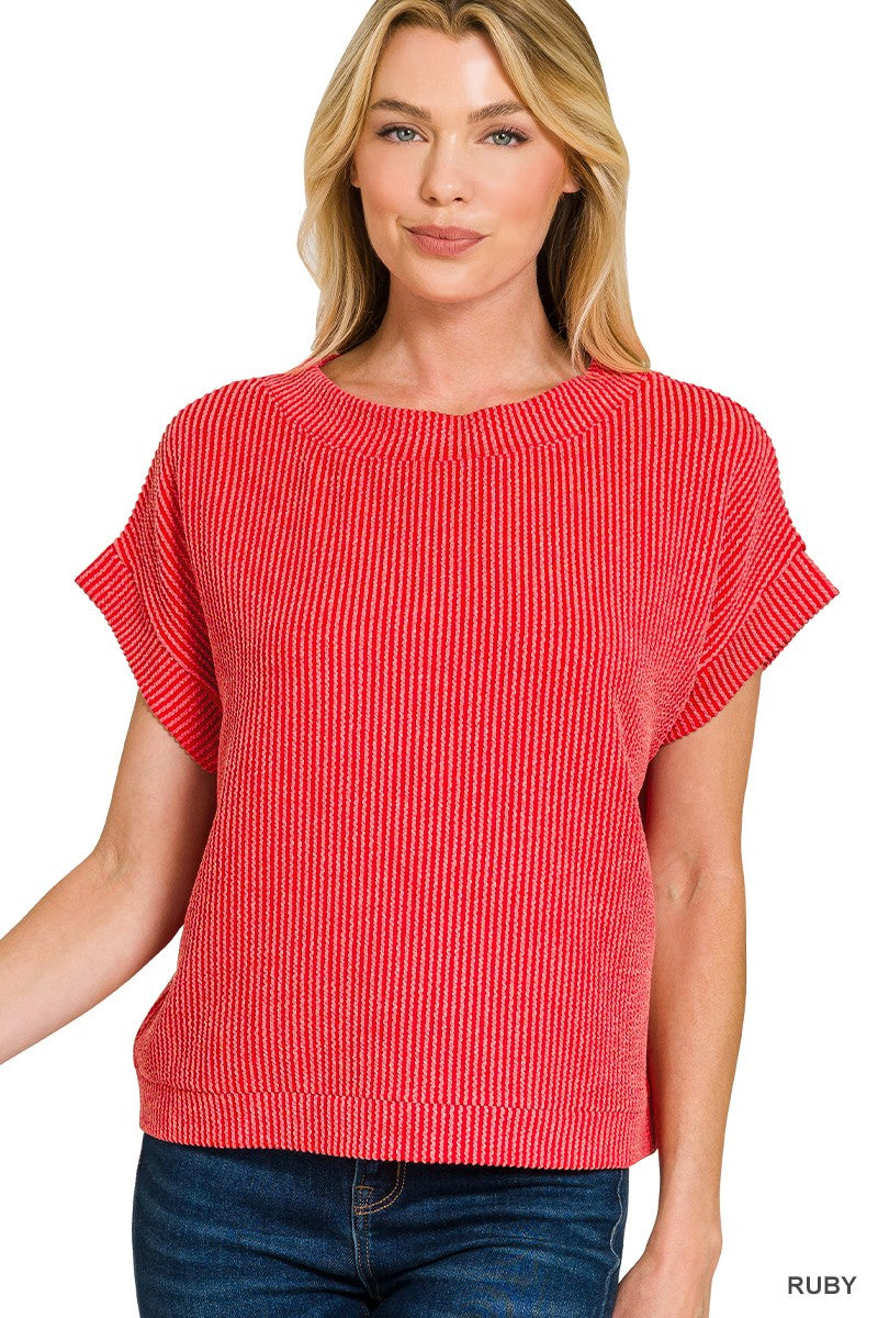 Ribbed Boat Neck