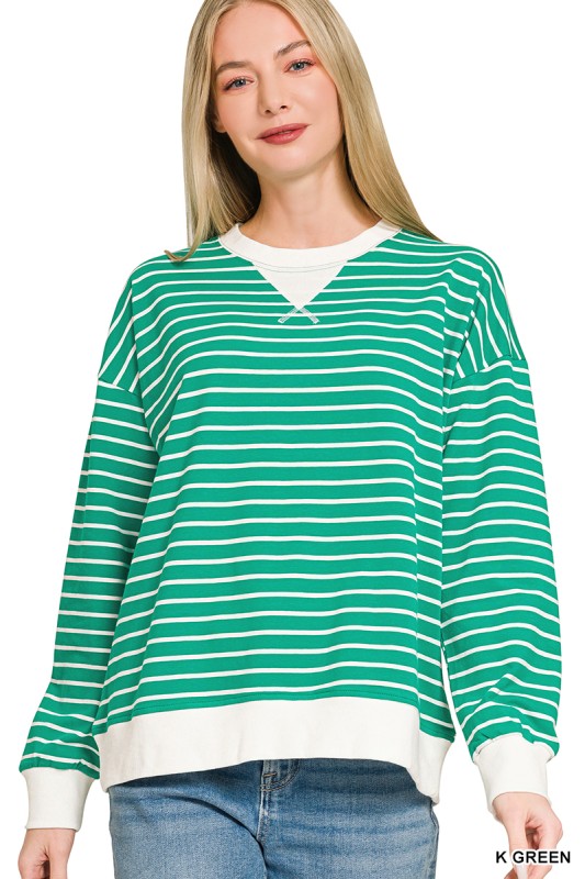 Green Striped Pullover
