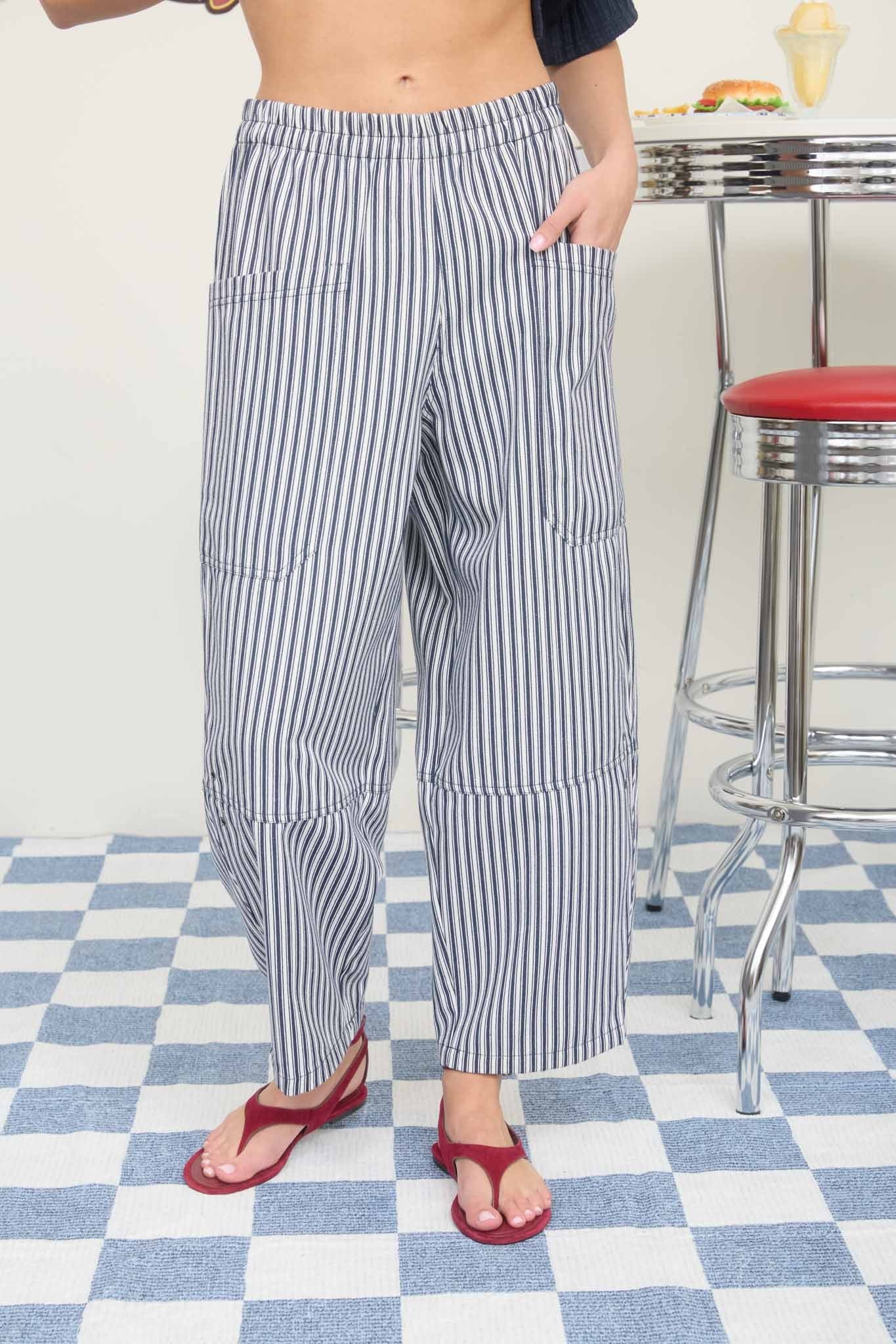 Navy Stripe Wide Leg
