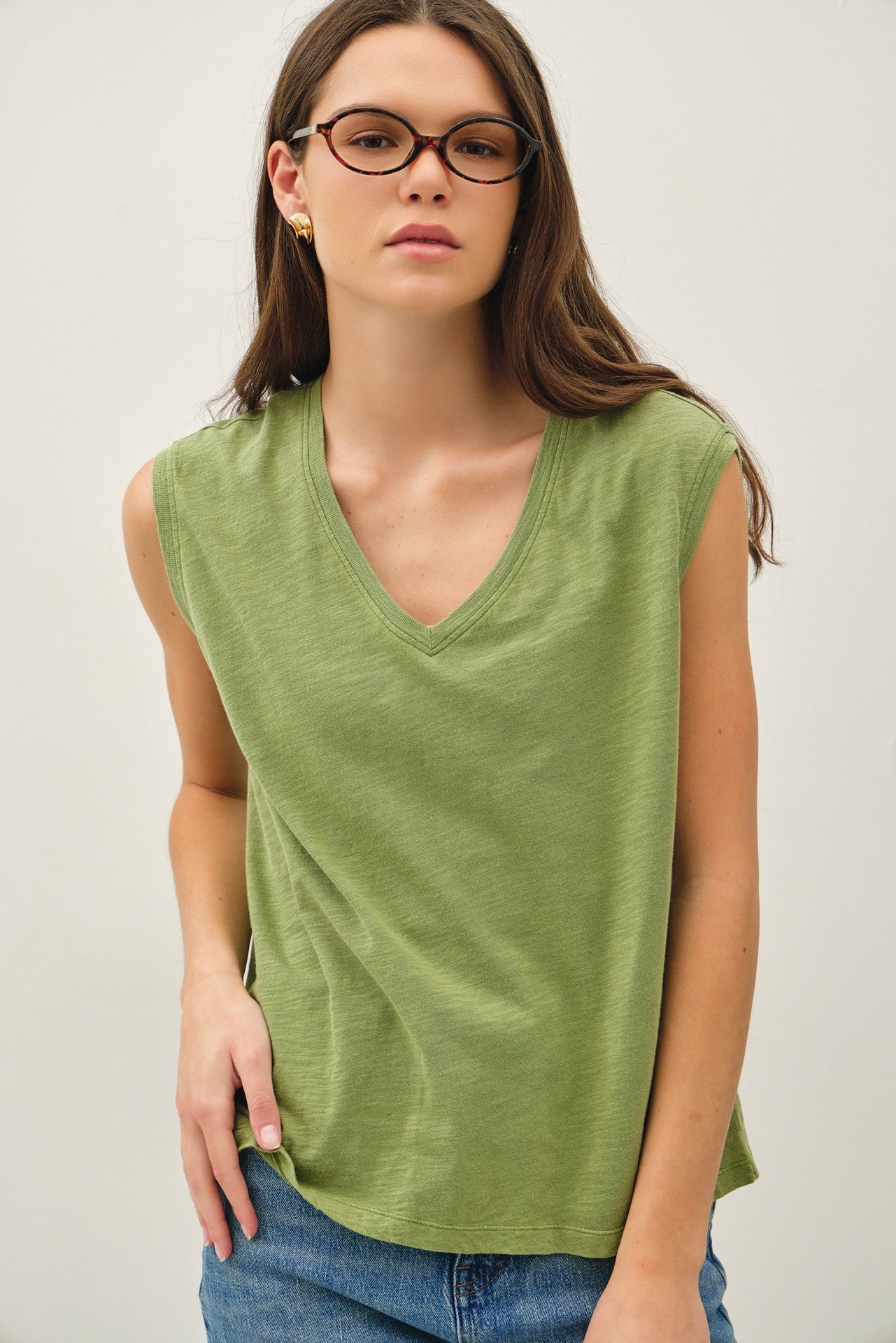 Fern V-Neck Slub