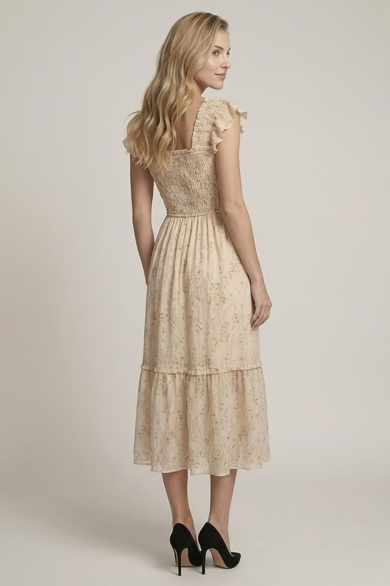 Cream Multo Floral Midi