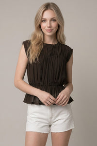 Chocolate Sheer Peplum
