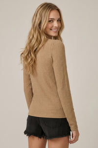 Dusty Taupe Ribbed Henley