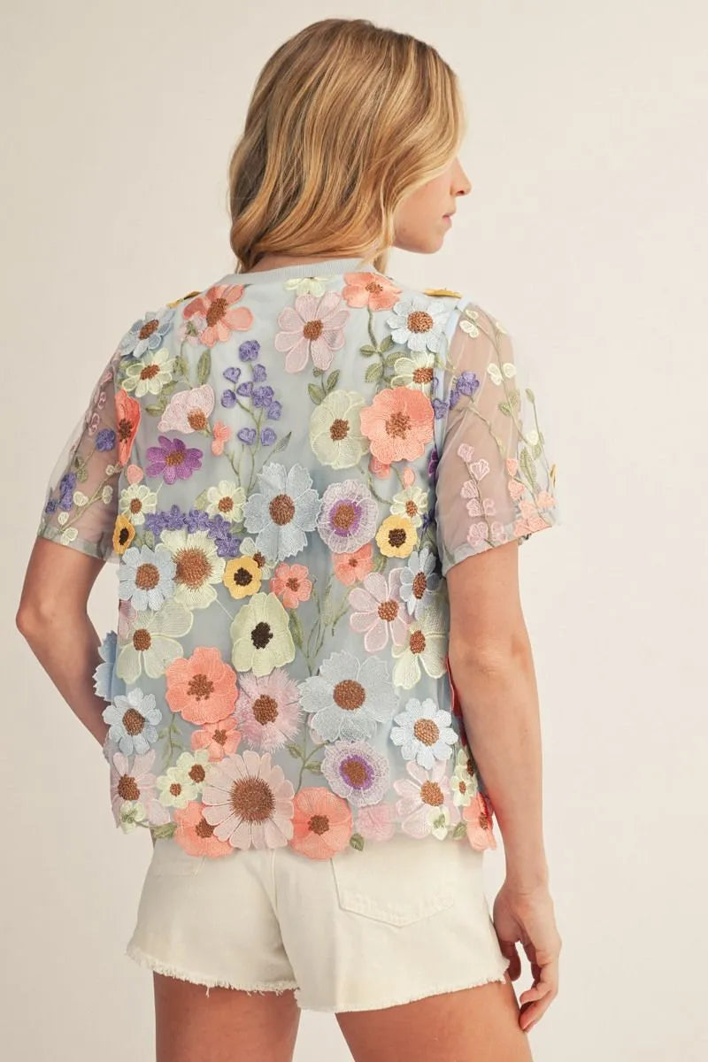 Blue 3D Floral Mesh