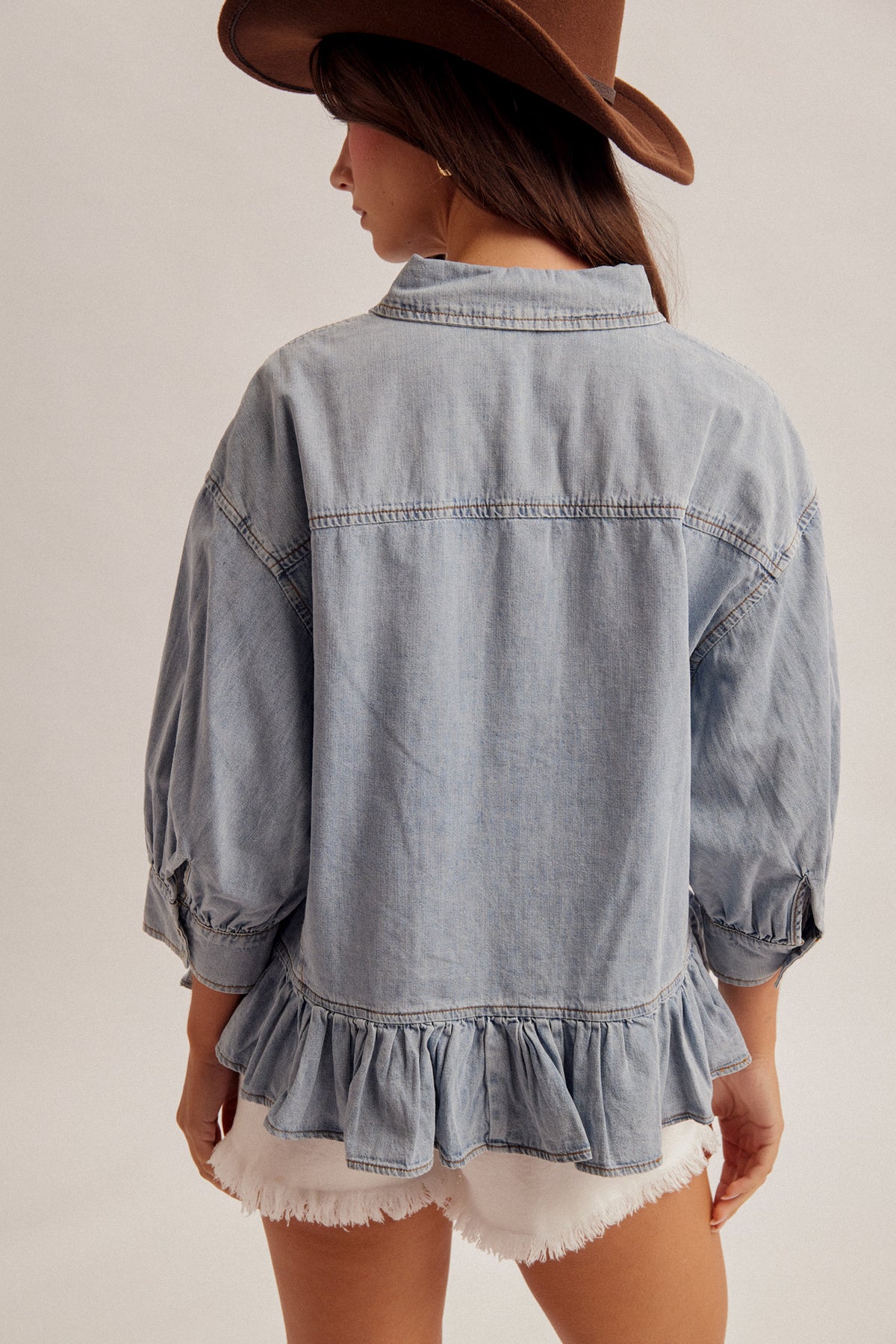 Frill Bottom Denim Shirt
