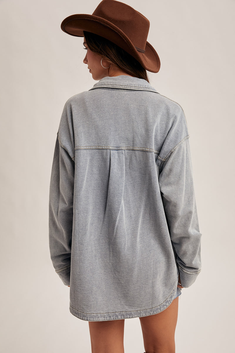 Knit Denim Shacket