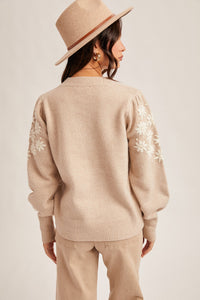 Taupe Floral Embroidery Sleeve