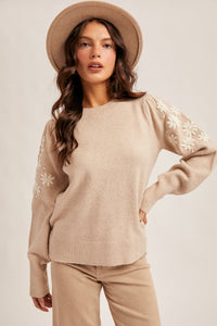 Taupe Floral Embroidery Sleeve