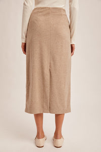 Taupe Textured Midi Skirt