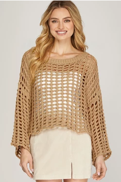 Taupe Fishnet Sweater