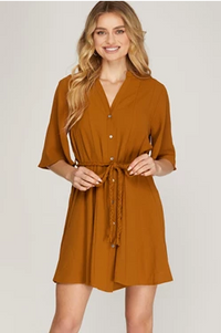 Caramel Braided Tie Dress