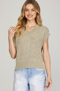 Olive Two Toned Sweater Vest
