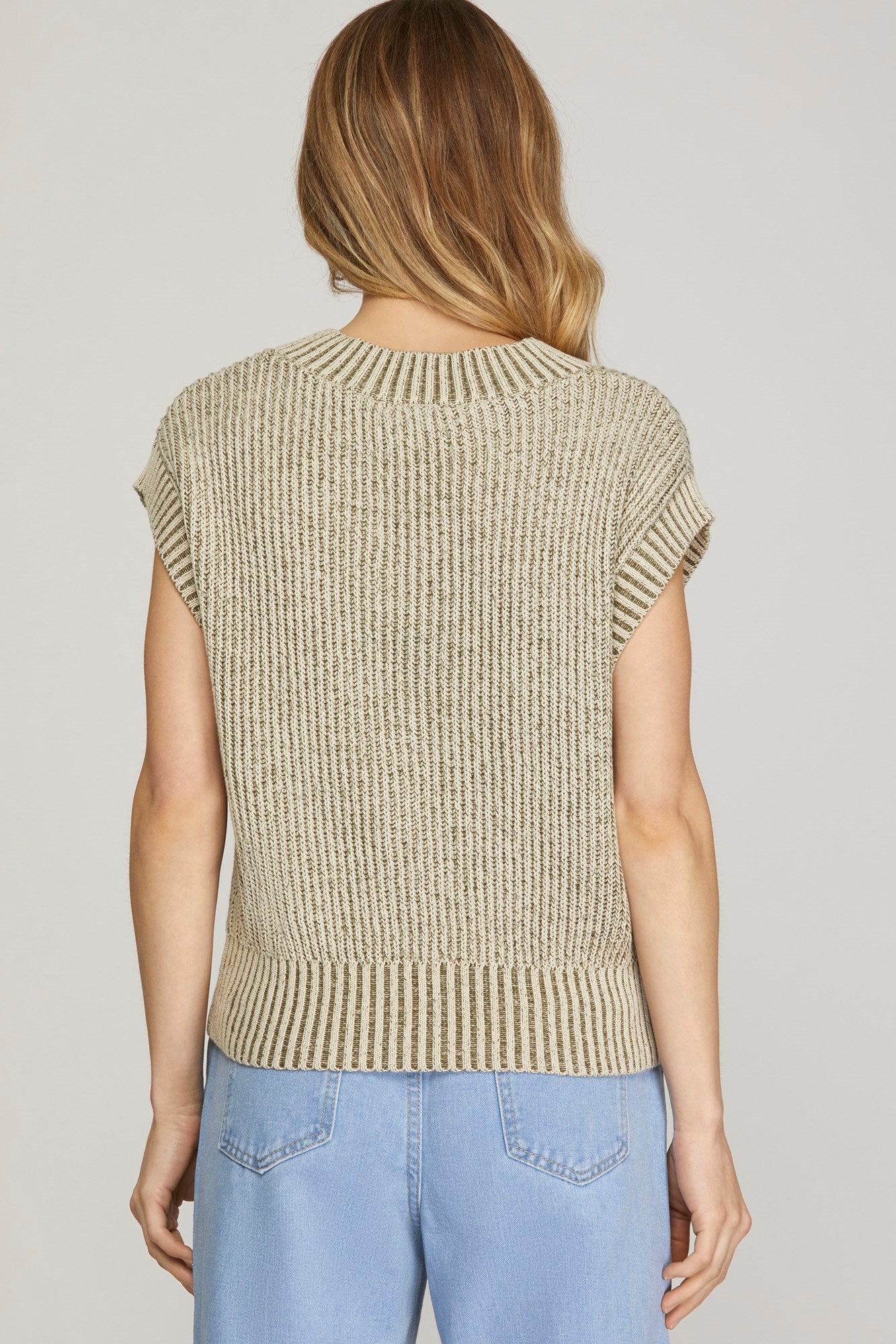Olive Two Toned Sweater Vest