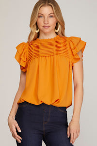 Orange Pleated Top