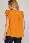 Orange Pleated Top