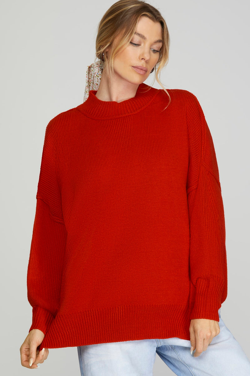 Red Mock Sweater