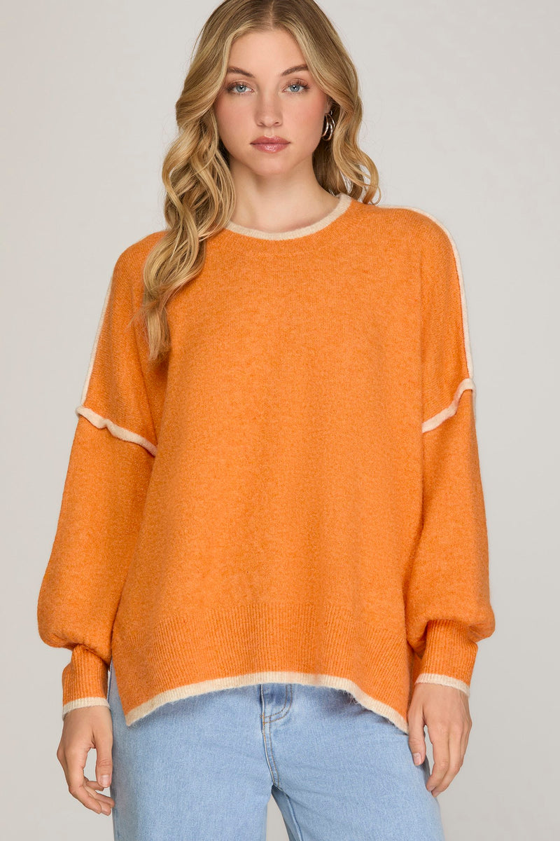 Orange Contrast Sweater