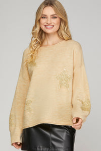 Taupe Sequin Stars