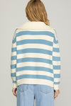 Blue Stripe Half Zip Sweater