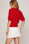 Red Bow Front Sweater
