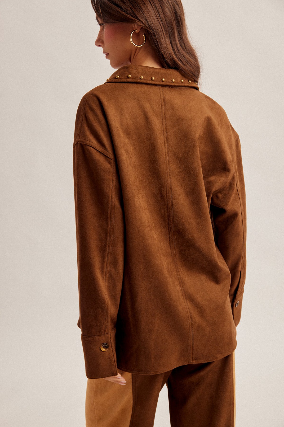 Brown Suede Stud Top