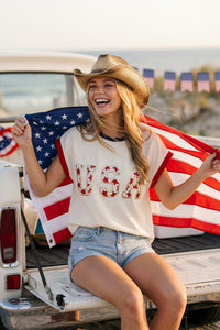 USA Sequin Patch Top