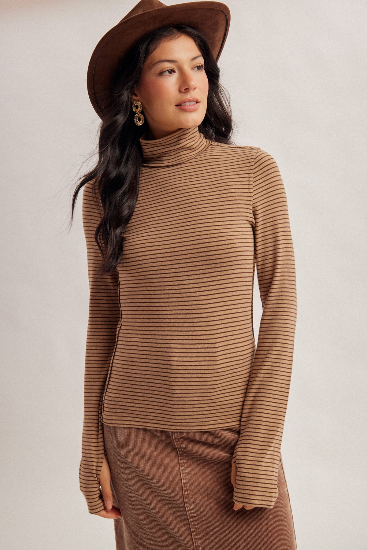 Mocha Stripe Turtleneck