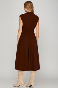 Wine Twill Zip Dress