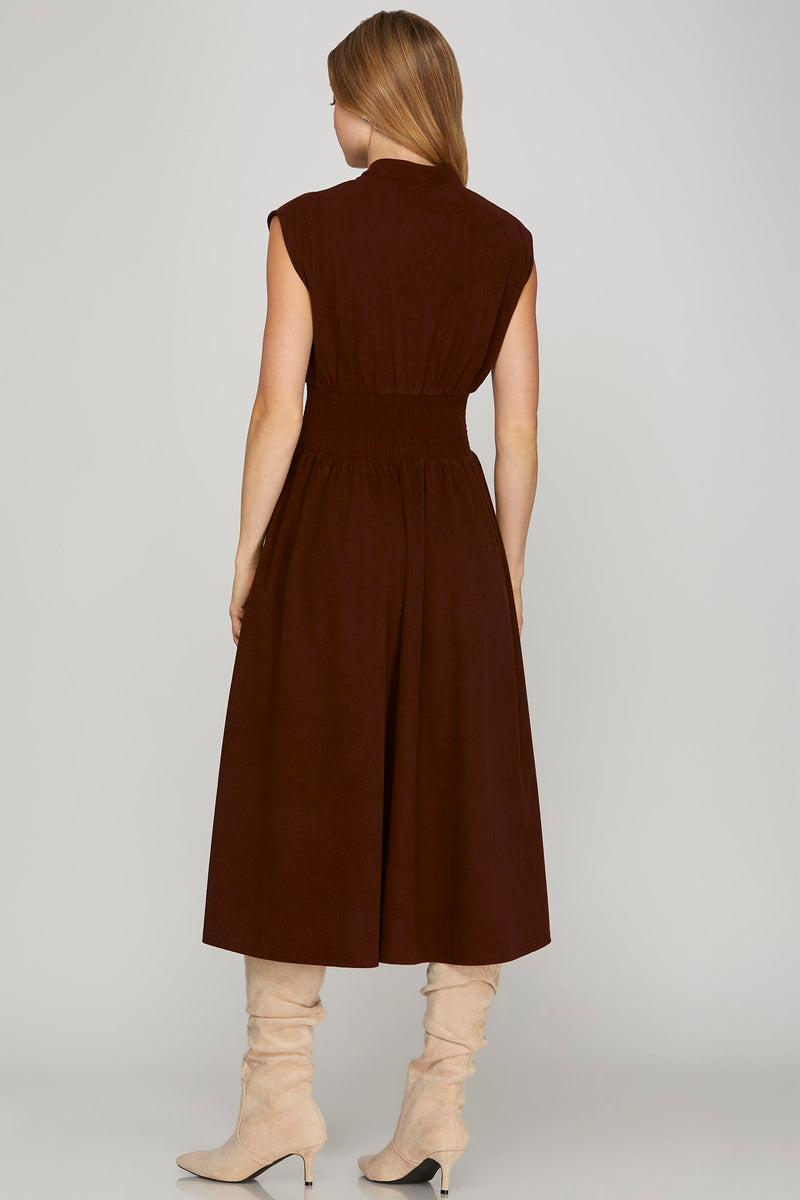 Wine Twill Zip Dress