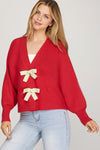 Red Front Bow Sweater