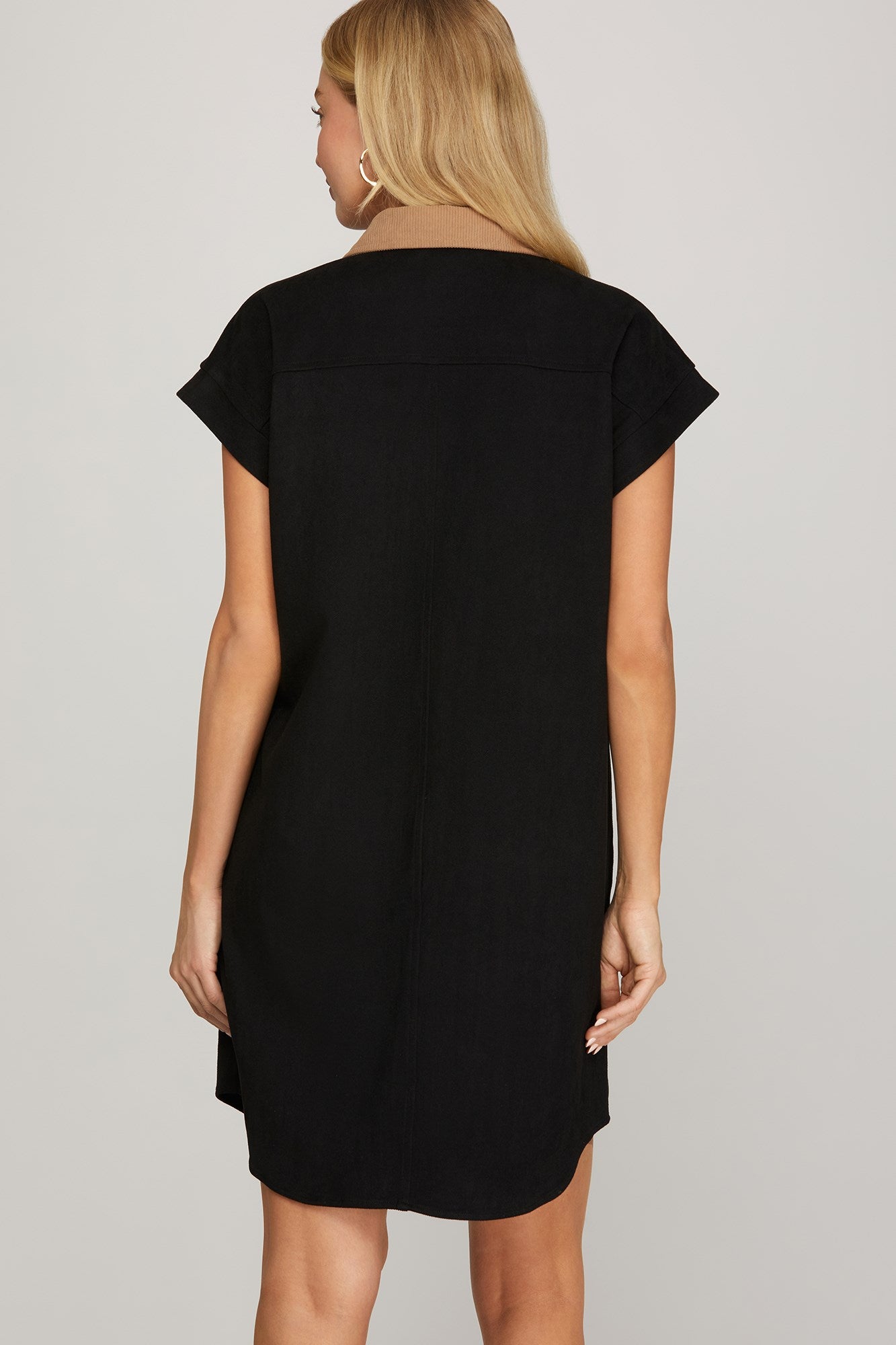Black Twill Suede Dress