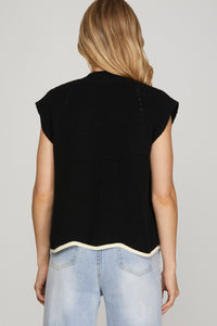 Black Floral Scallop Hem