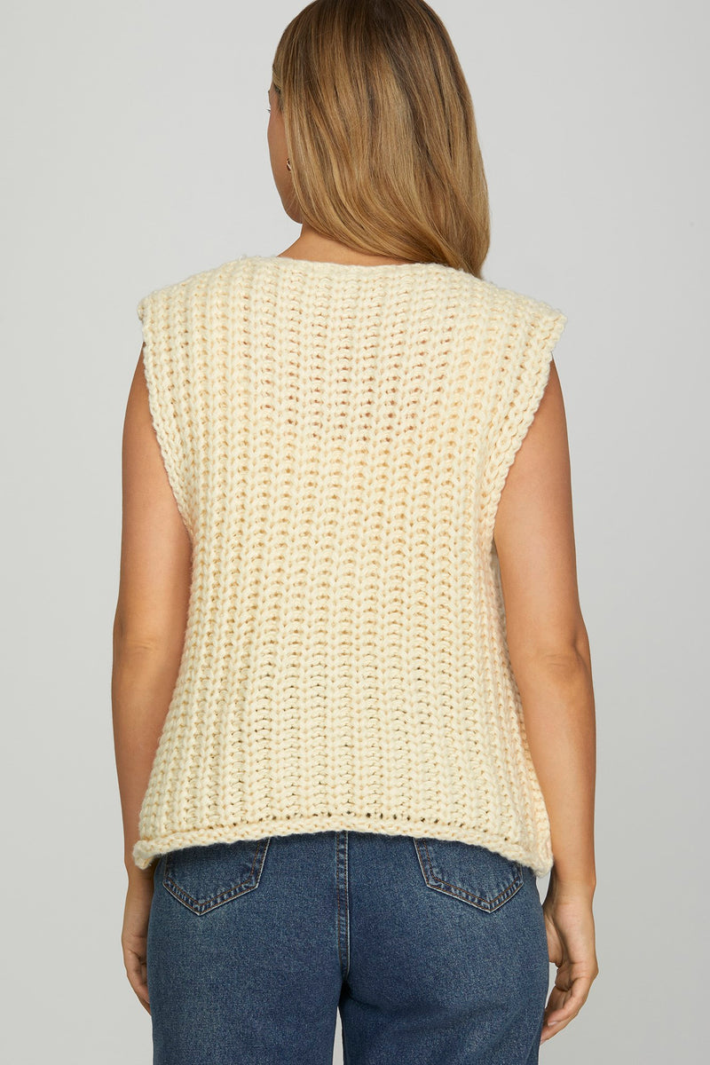 Cream Chunky Sweater Vest